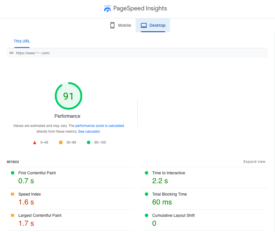 Pagespeed Insights performance report（Pagespeed Insights页面性能报告）
